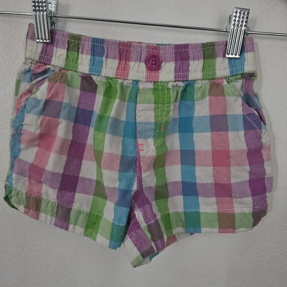 Multicolored girls plaid shorts size 5 by 365 kids pink,‎ purple, blue, green - Picture 1 of 3
